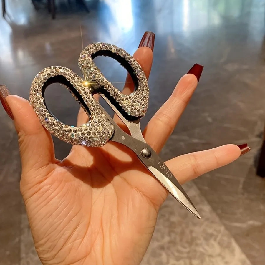 Diamond-Encrusted Portable Stainless Steel Scissors – Sparkling Sharp Cutting Tool