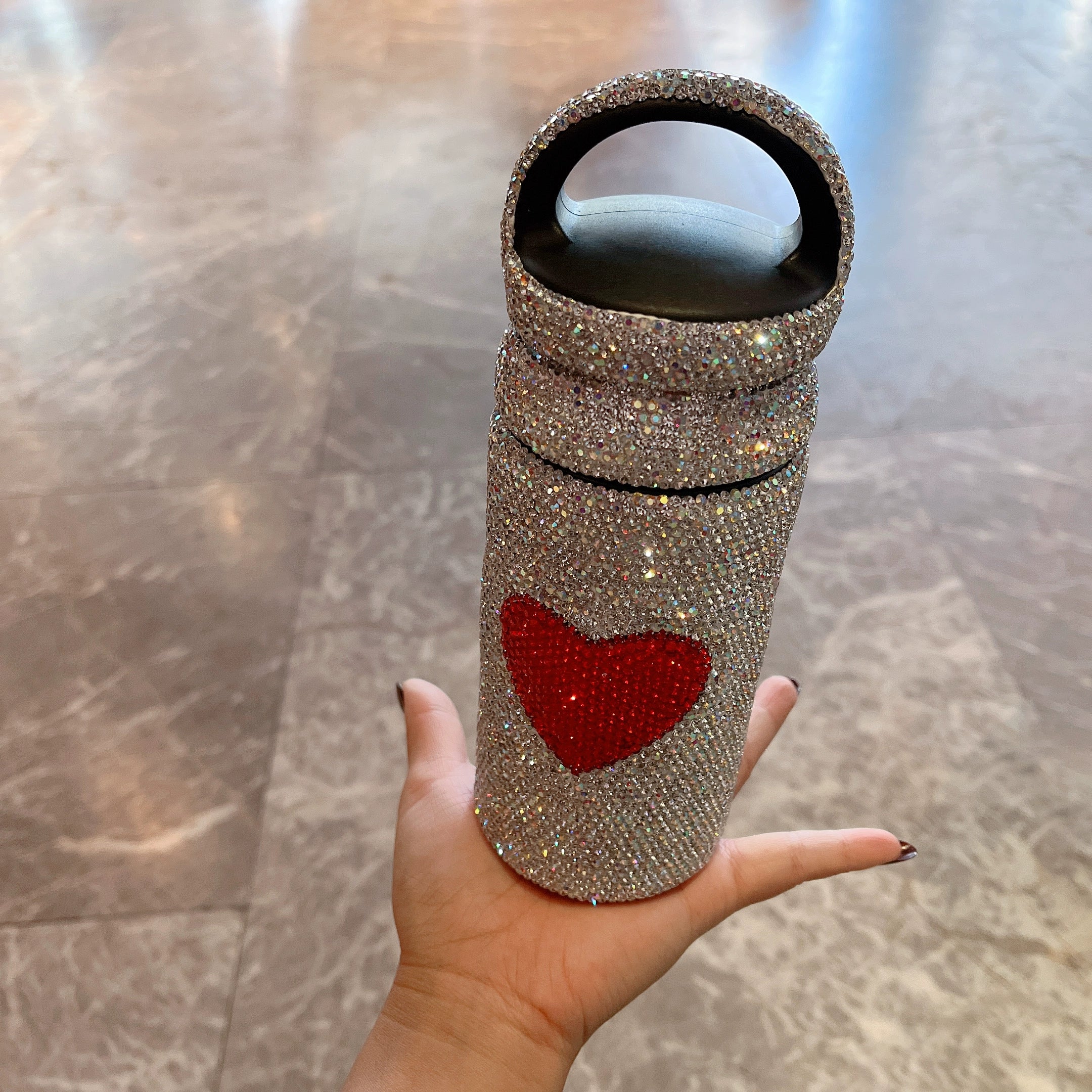 Portable Diamond Thermos Cup – Stainless Steel Large Capacity Love Mug