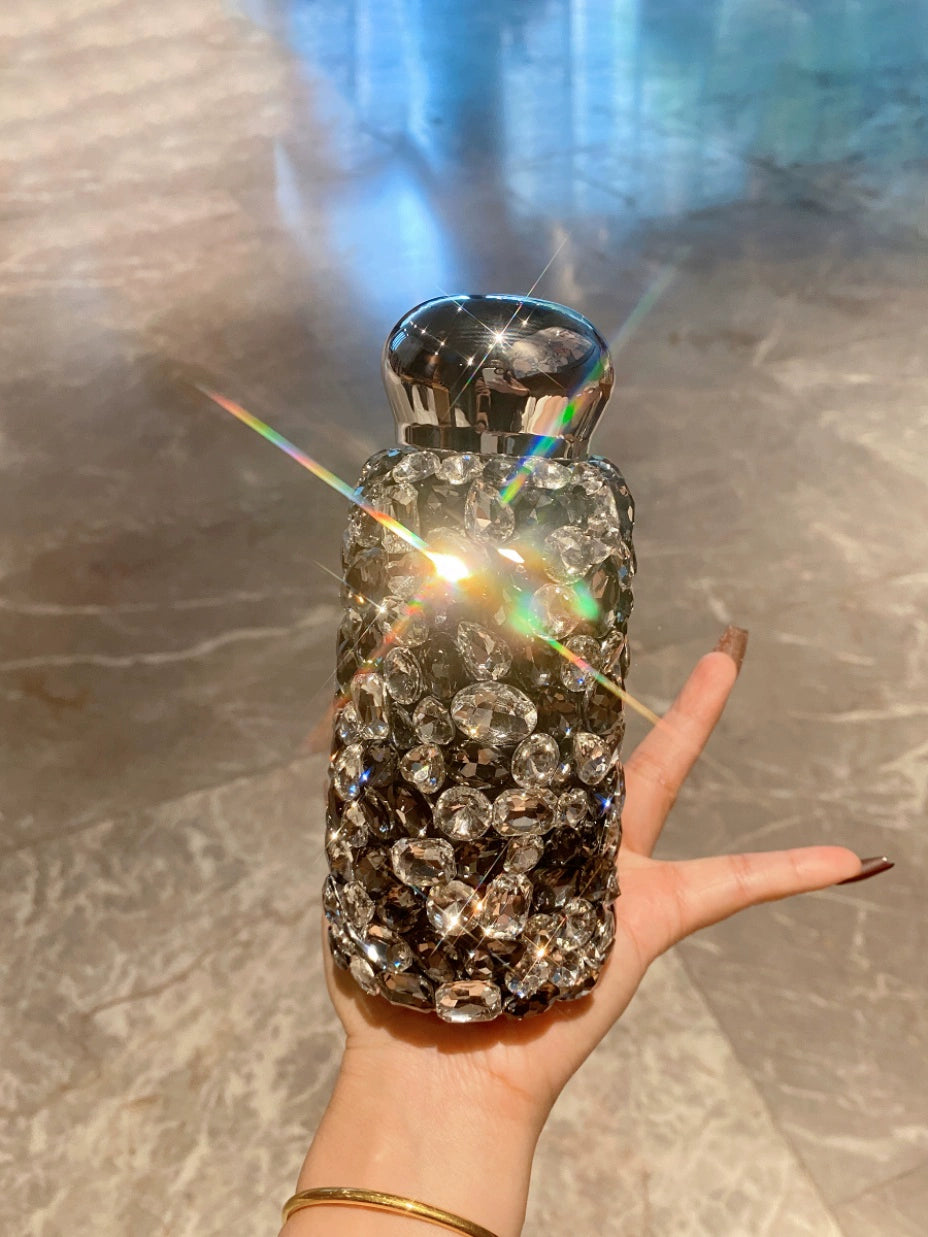 Mini Diamond-Encrusted Stainless Steel Thermos Cup – Portable Water Bottle for Women & Travel