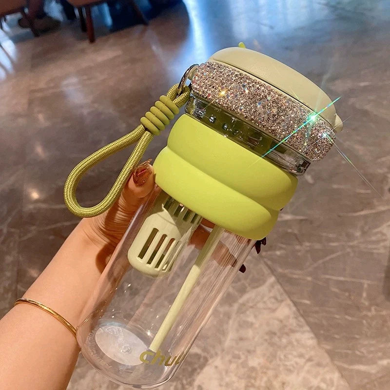 Large-Capacity Double-Drink Plastic Cup – Summer Coffee & Flower Tea Tumbler with Filter Straw