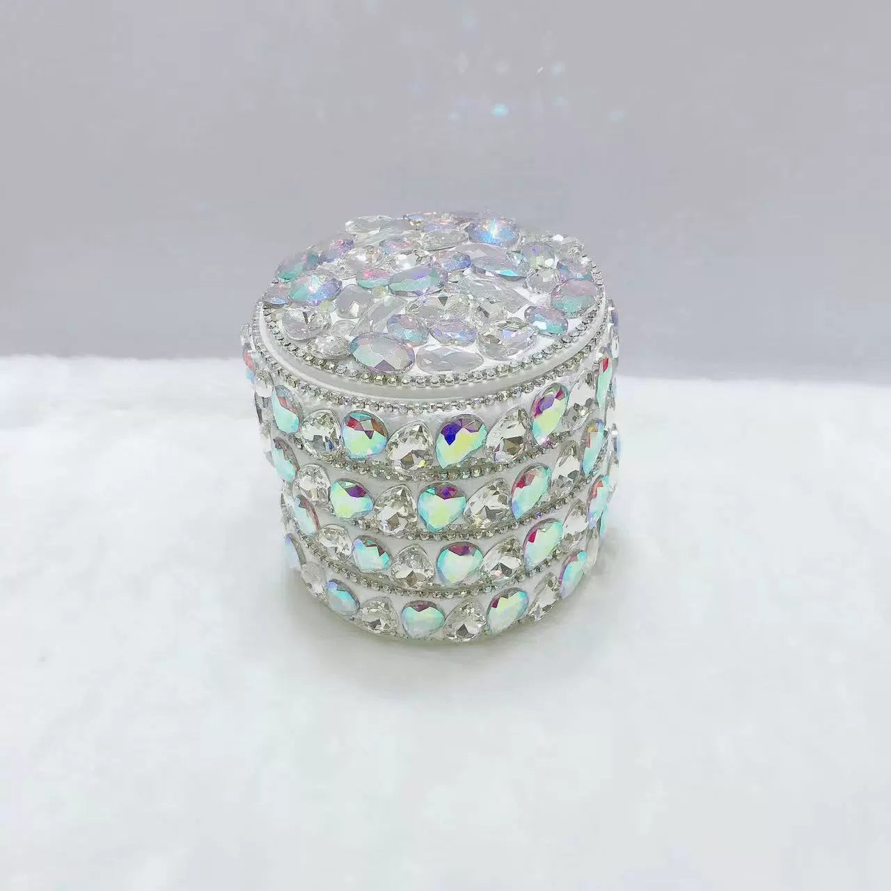 Portable Diamond-Encrusted Jewelry Box – Storage Case for Necklace, Ring & Earrings