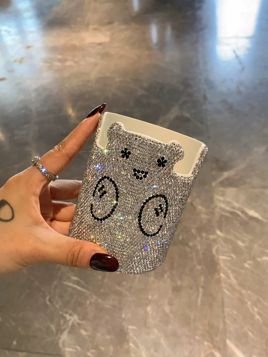 Diamond-Encrusted Cosmetic & Stationery Organizer – Desktop Storage Box