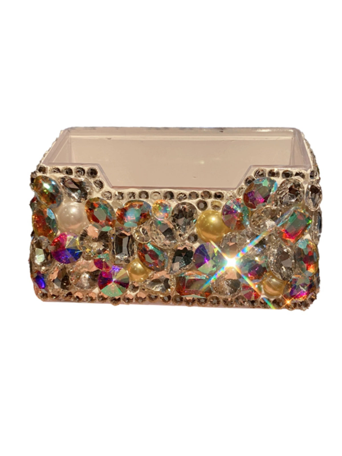 Diamond-Encrusted Desktop Business Card Holder – Light Luxury Front Desk Organizer, Stylish Office & Hotel Decor