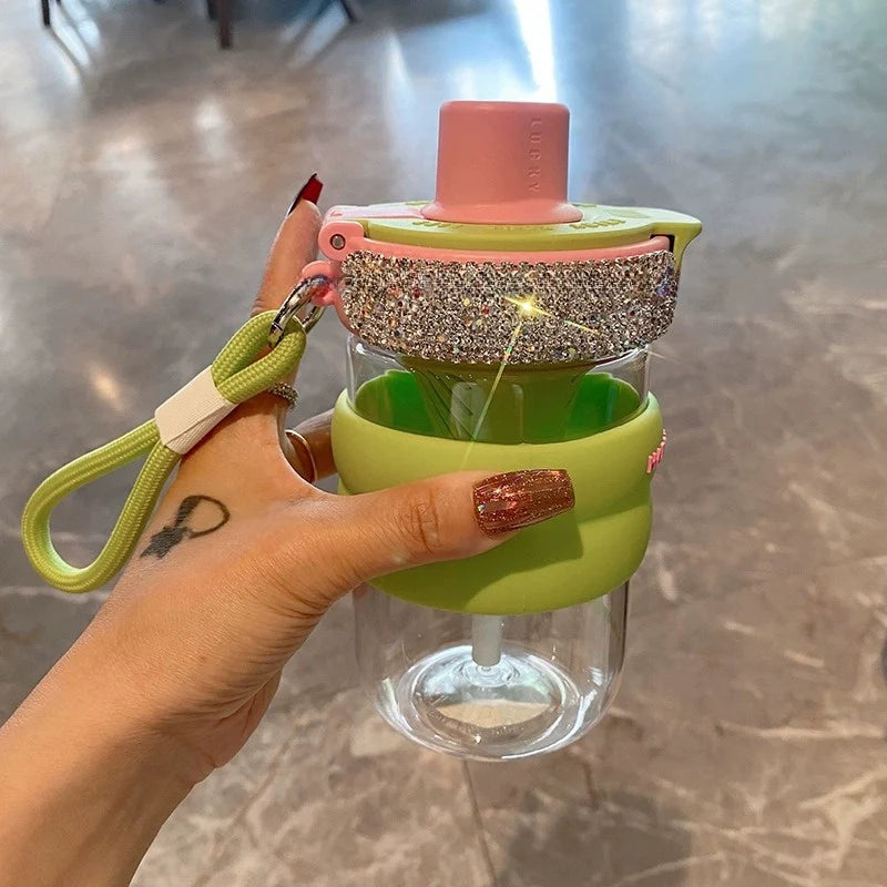 Large-Capacity Double-Drink Plastic Cup – Summer Coffee & Flower Tea Tumbler with Filter Straw