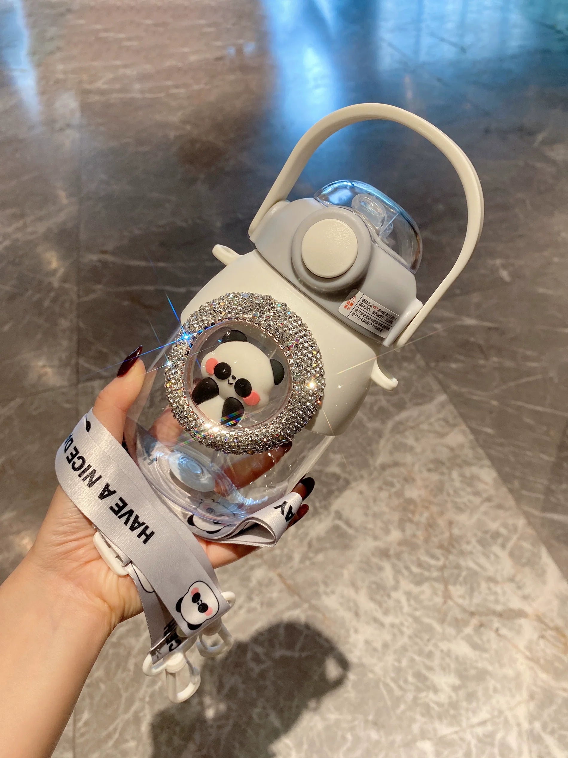 Stylish Diamond-Encrusted Big Belly Cup – Large-Capacity Straw Water Tumbler