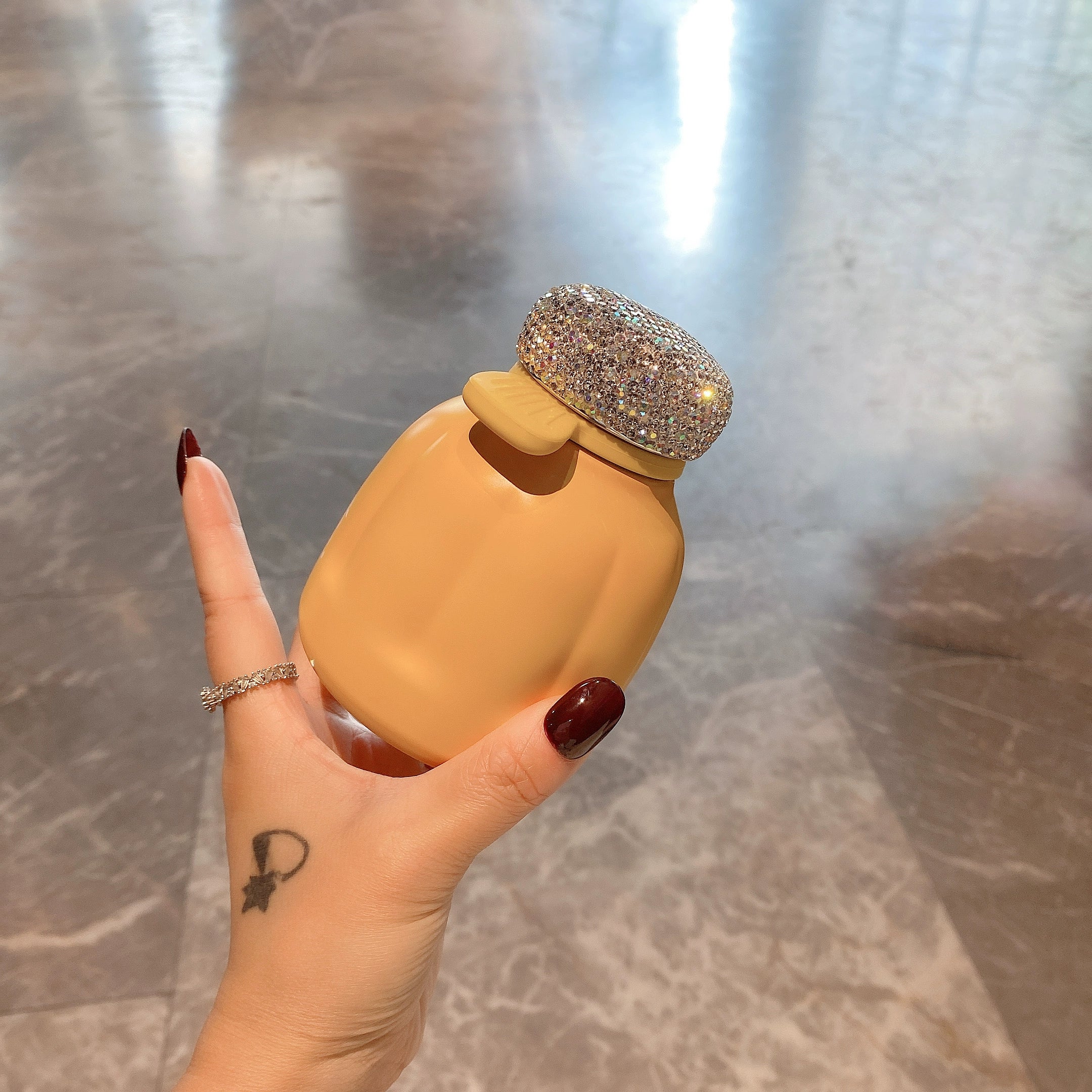 Diamond-Encrusted Stainless Steel Thermos Cup – Portable Water Bottle for Office, School & Travel