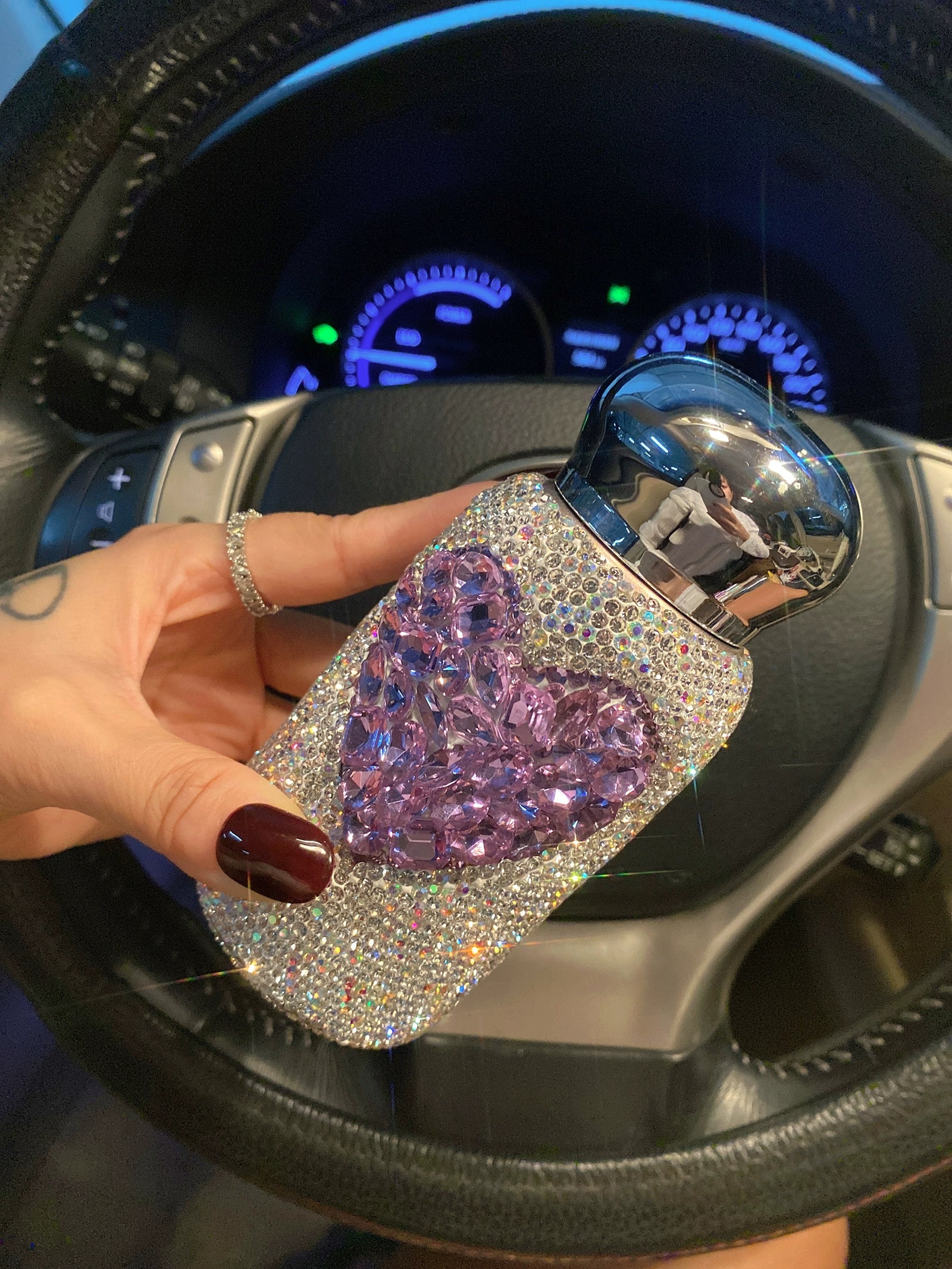 Diamond-Encrusted Love Stainless Steel Thermos Cup – Portable Car Water Bottle for Women