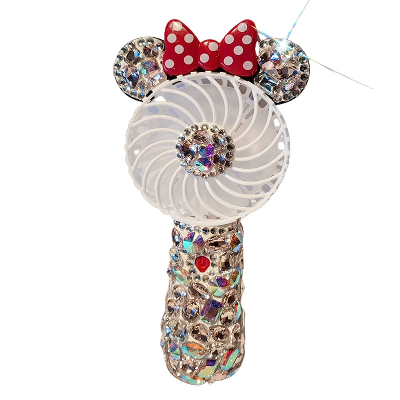 2025 Diamond-Encrusted Handheld Fan – Cute Pink Portable Electric Fan for Outdoors