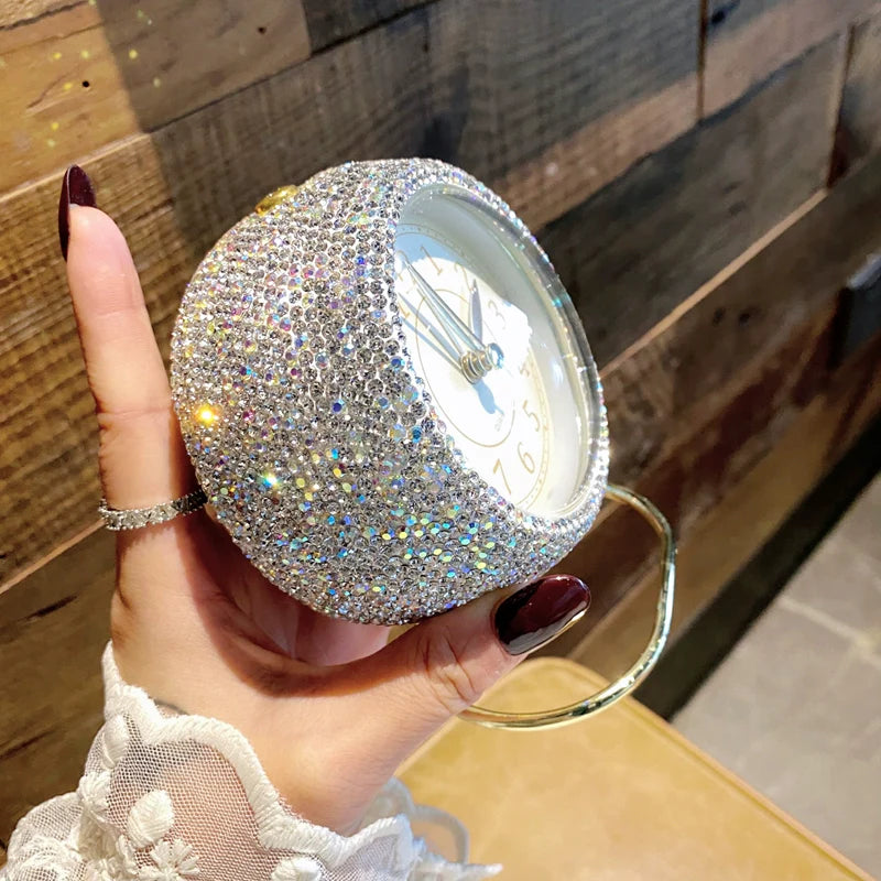 High-End Diamond Table Clock – Stylish Desktop Alarm Clock for Bedroom & Living Room