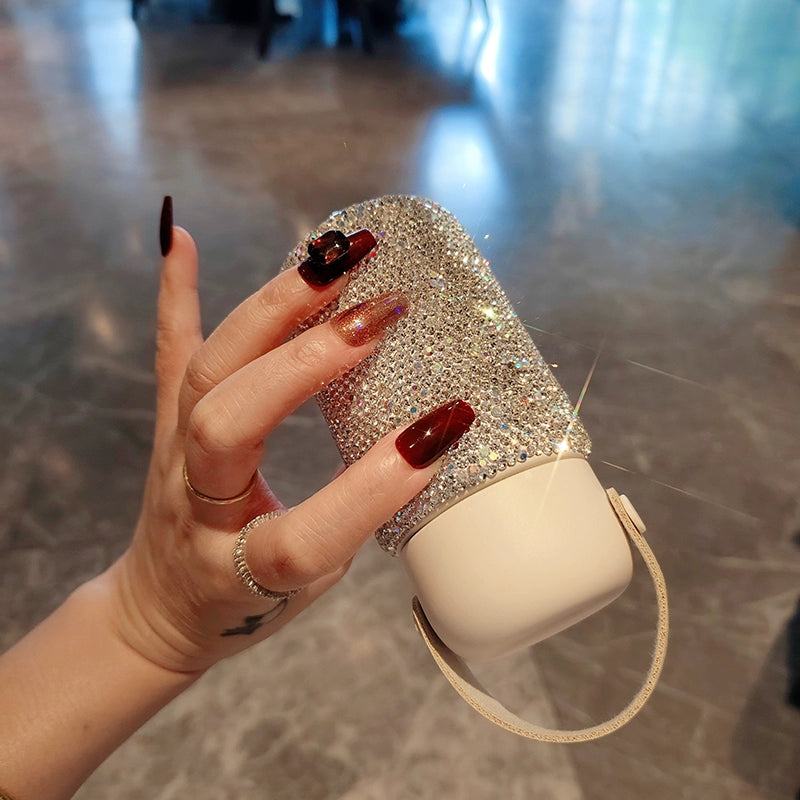 Sparkly Diamond Mini Thermos Cup – Cute Portable Stainless Steel Water Cup for Women
