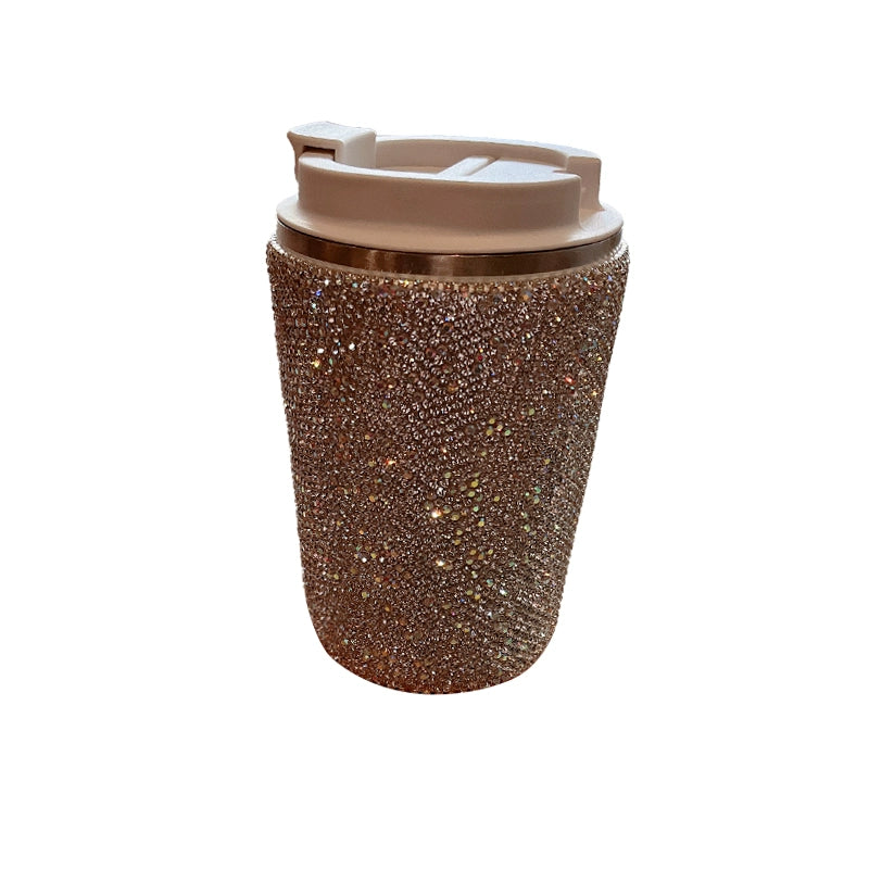 Diamond-Encrusted Stainless Steel Thermos Cup – Large-Capacity Portable Water Bottle for Car & Travel