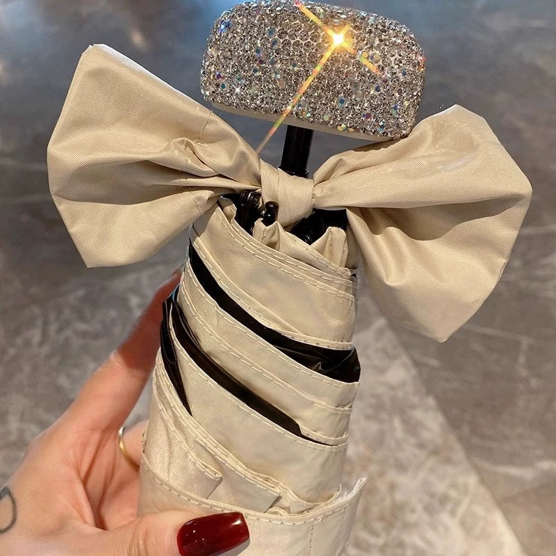 Luxury Diamond-Encrusted Parasol – UV Protection, Dual-Use Sunshade Umbrella