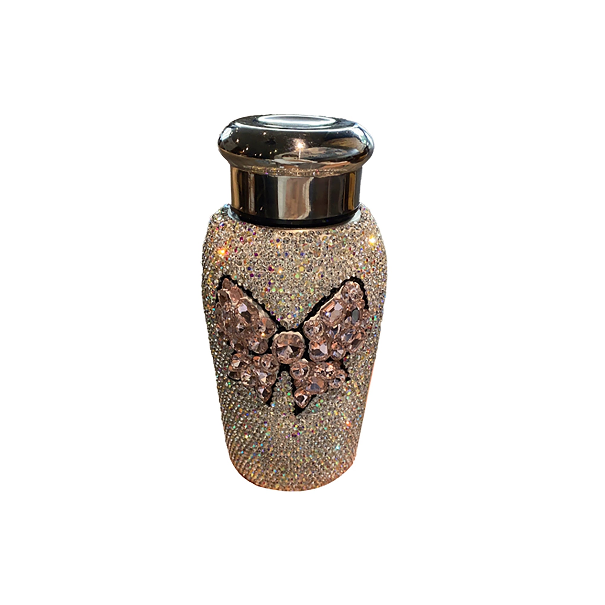 Diamond-Encrusted Bow Stainless Steel Thermos Cup – Portable Water Bottle for Car & Travel