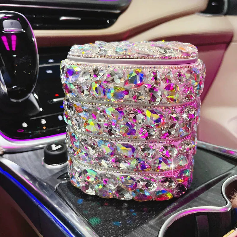 Portable Diamond-Encrusted Jewelry Box – Storage Case for Necklace, Ring & Earrings
