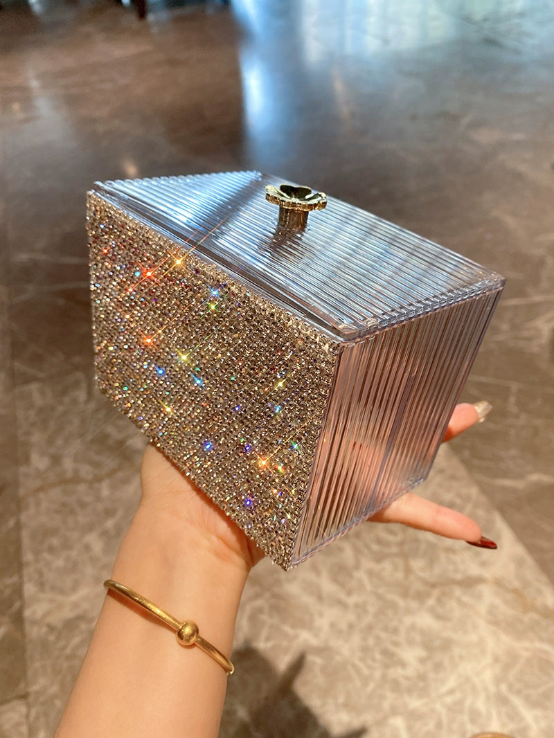 Diamond-Encrusted Desktop Storage Box – Dust-Proof Makeup Cotton, Swab & Toothpick Organizer, Light Luxury Cosmetics Holder