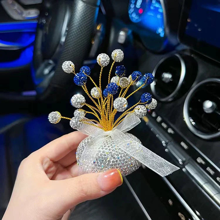 Diamond Gypsophila Car Decor – Luxury Center Console Flower Accessory