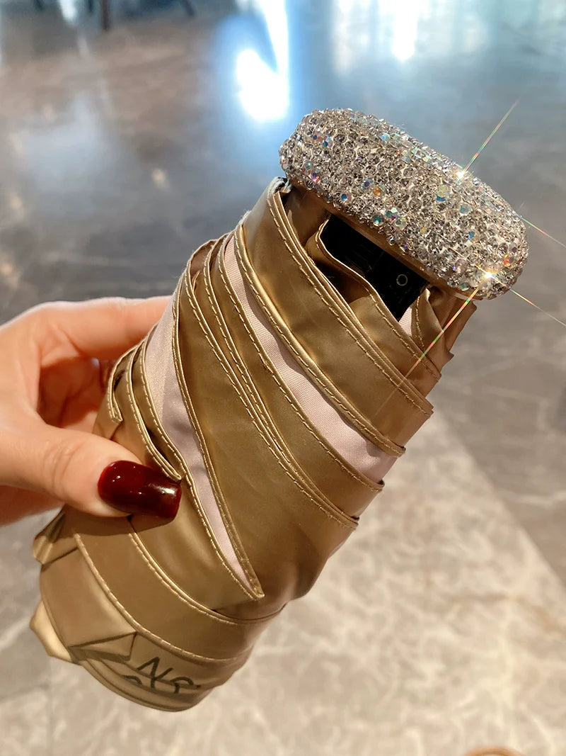 Luxury Diamond-Encrusted Parasol – UV Protection, Dual-Use Sunshade Umbrella