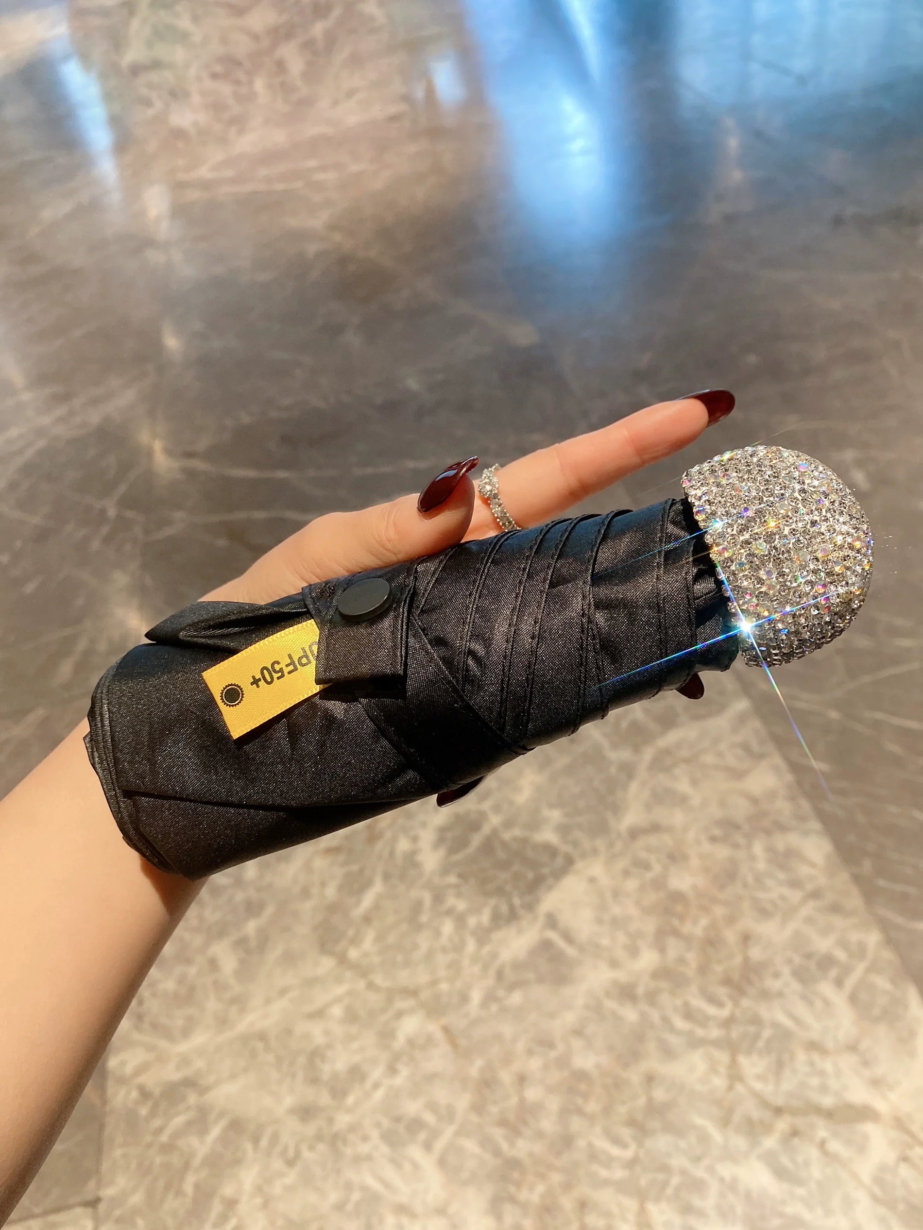 Diamond-Encrusted Women’s Parasol – High-Value Sun Protection & UV Anti-Rain Umbrella