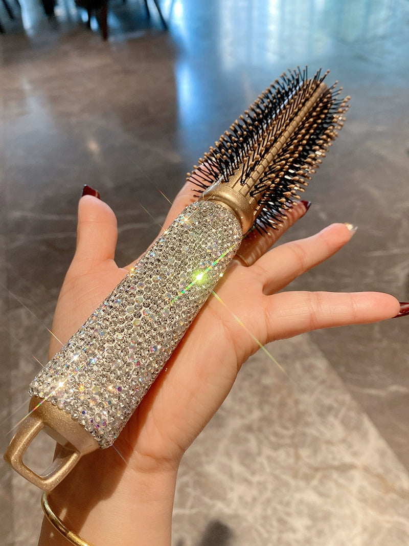 Sparkly Diamond Hair Roller Comb – Aluminum Professional Styling Comb for Curling & Blow-Dry