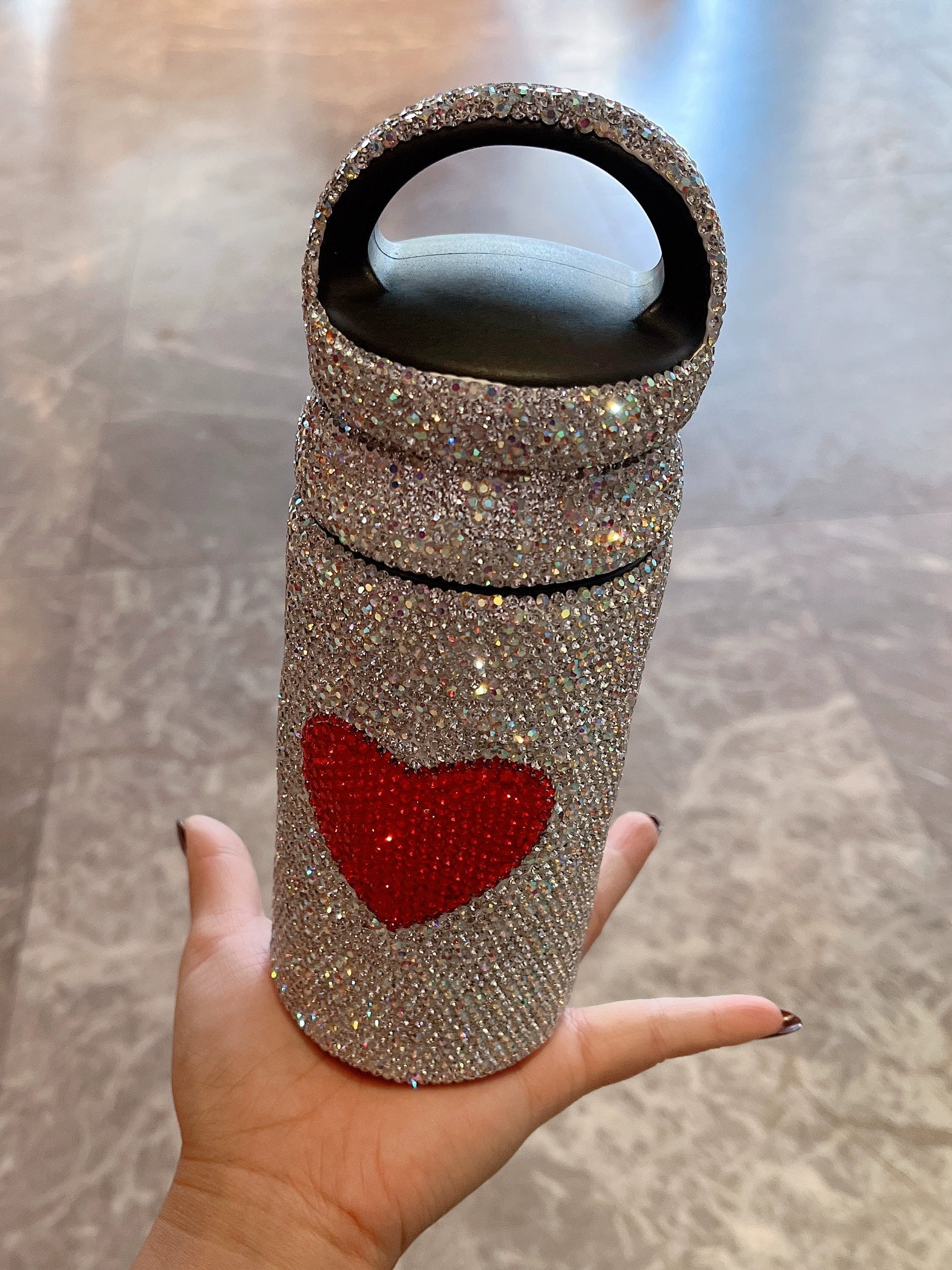 Portable Diamond Thermos Cup – Stainless Steel Large Capacity Love Mug