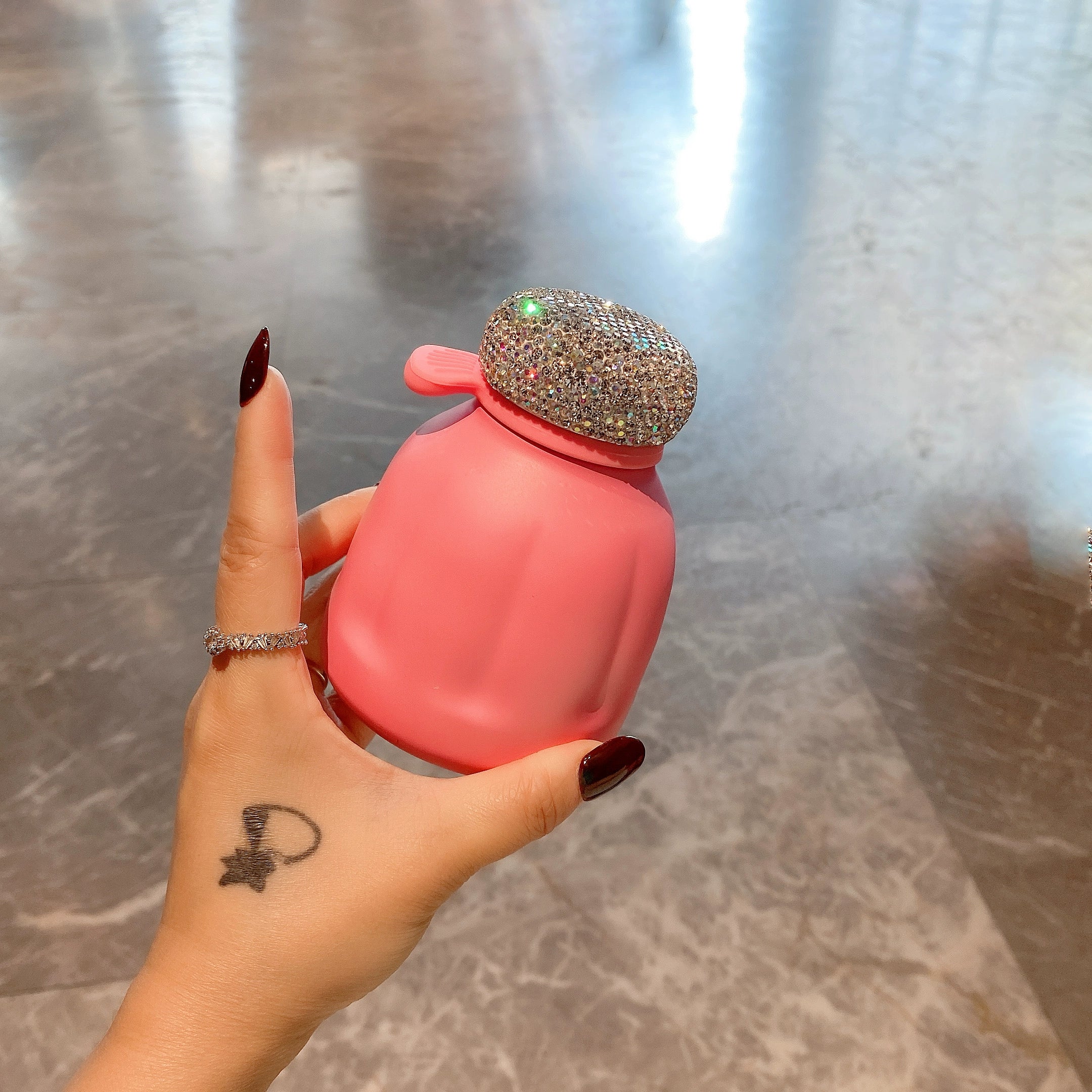 Diamond-Encrusted Stainless Steel Thermos Cup – Portable Water Bottle for Office, School & Travel