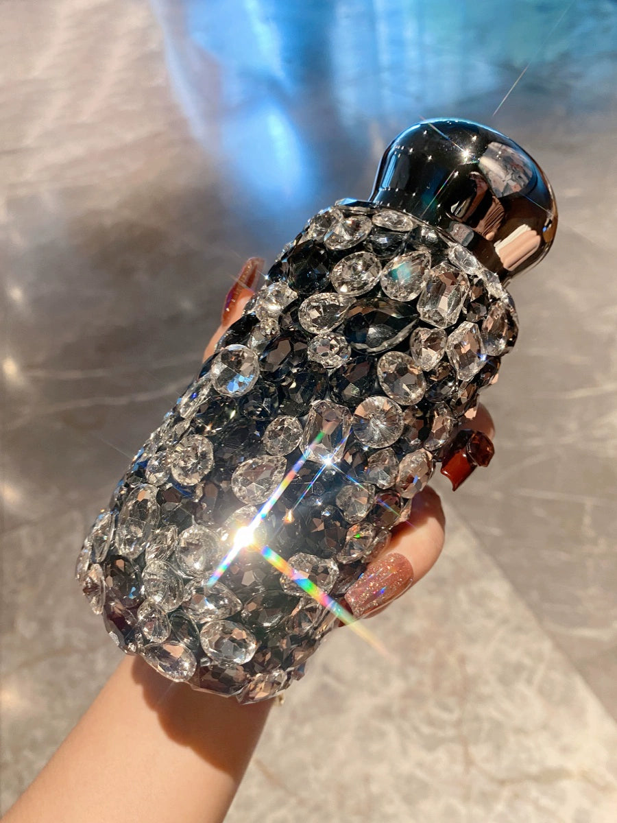 Mini Diamond-Encrusted Stainless Steel Thermos Cup – Portable Water Bottle for Women & Travel