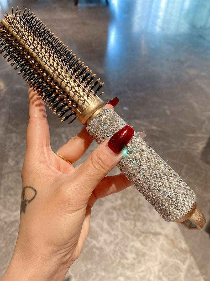 Sparkly Diamond Hair Roller Comb – Aluminum Professional Styling Comb for Curling & Blow-Dry