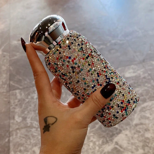 Trendy Diamond Water Bottle – Compact Stainless Steel Thermos, Ideal Birthday Gift