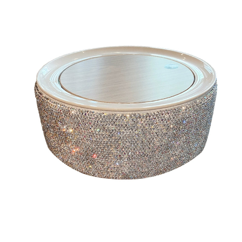 Diamond-Encrusted Desktop Trash Can – Push-Type Lid Storage Bucket for Home & Office