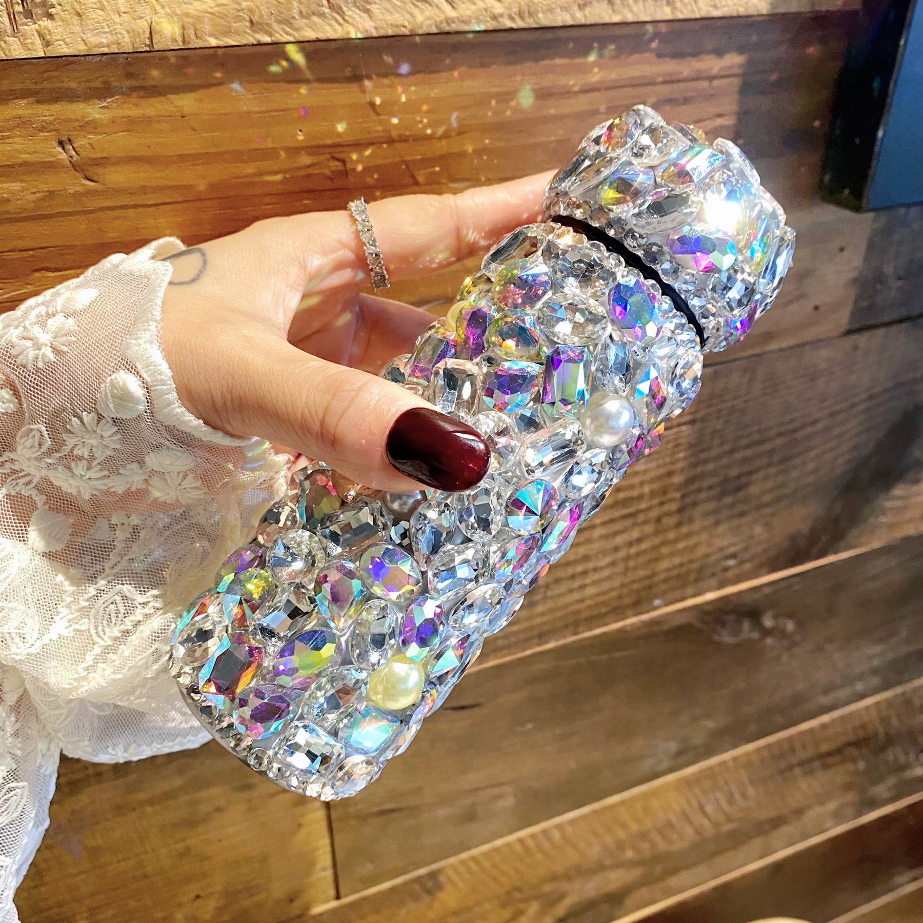 KT Cat Diamond-Encrusted Mini Stainless Steel Thermos Cup – Portable Water Bottle for Women