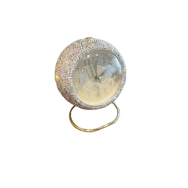 High-End Diamond Table Clock – Stylish Desktop Alarm Clock for Bedroom & Living Room