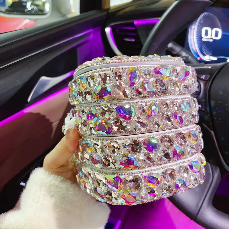 Portable Diamond-Encrusted Jewelry Box – Storage Case for Necklace, Ring & Earrings