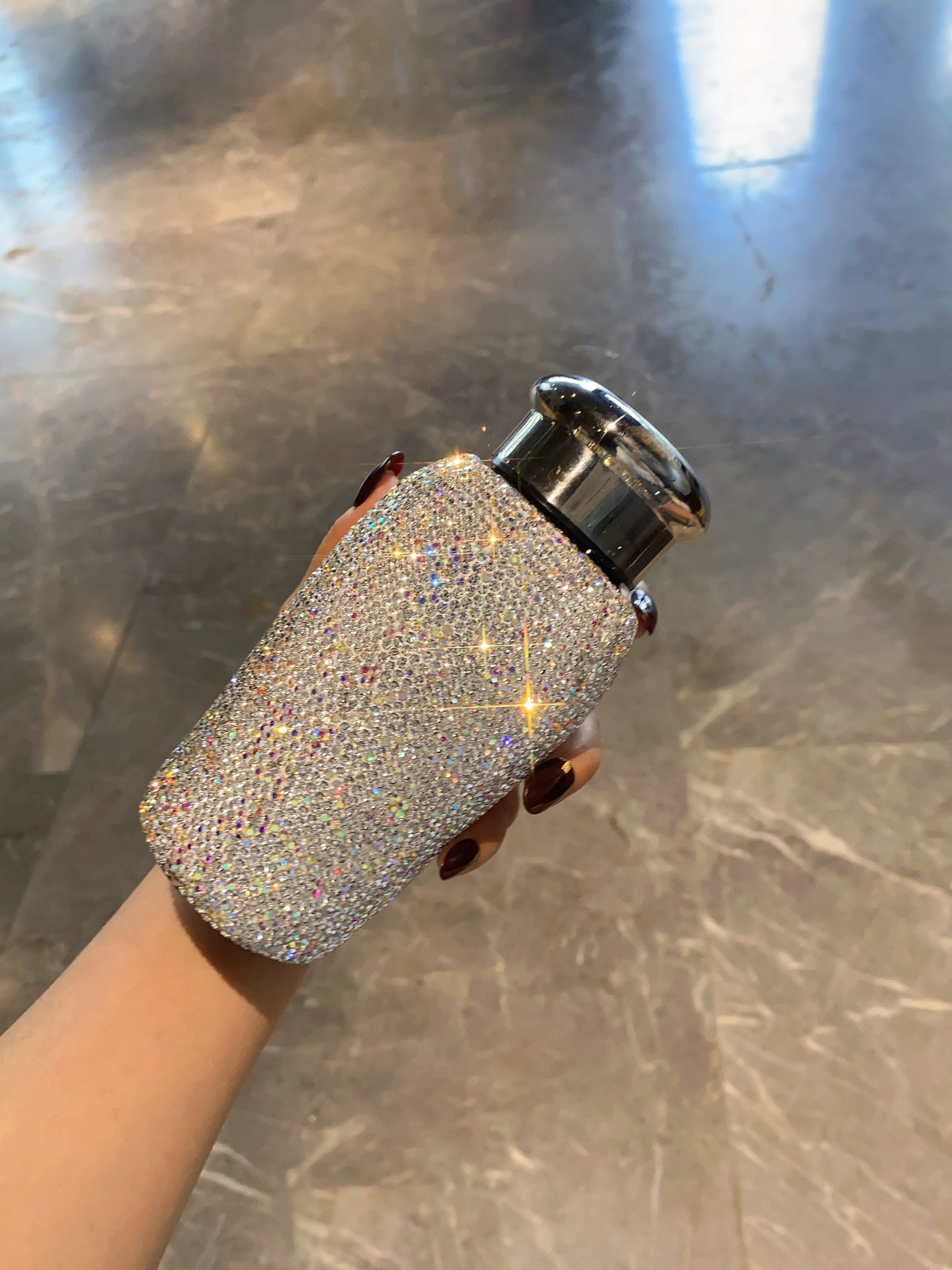 Diamond-Encrusted Bow Stainless Steel Thermos Cup – Portable Water Bottle for Car & Travel
