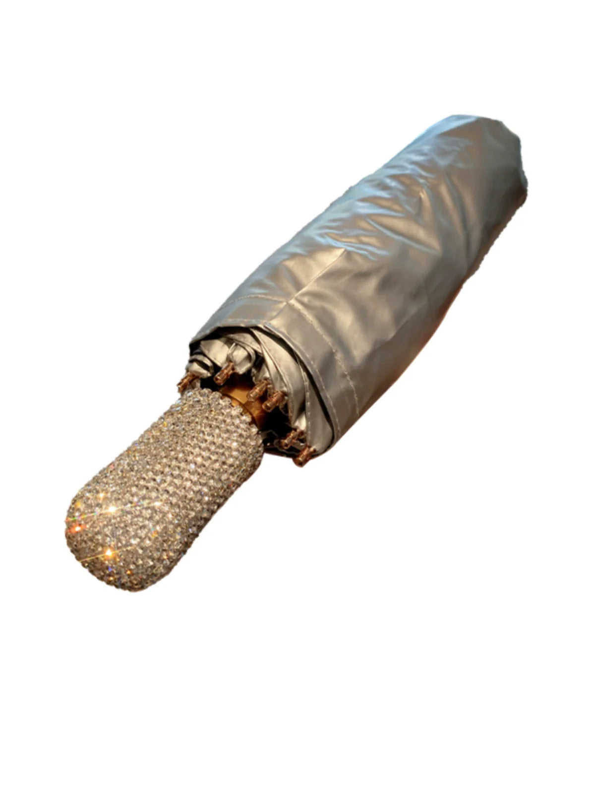 Diamond-Inlaid Double-Layer Sun Umbrella – UV Protection Vinyl Folding Umbrella for Rain or Shine