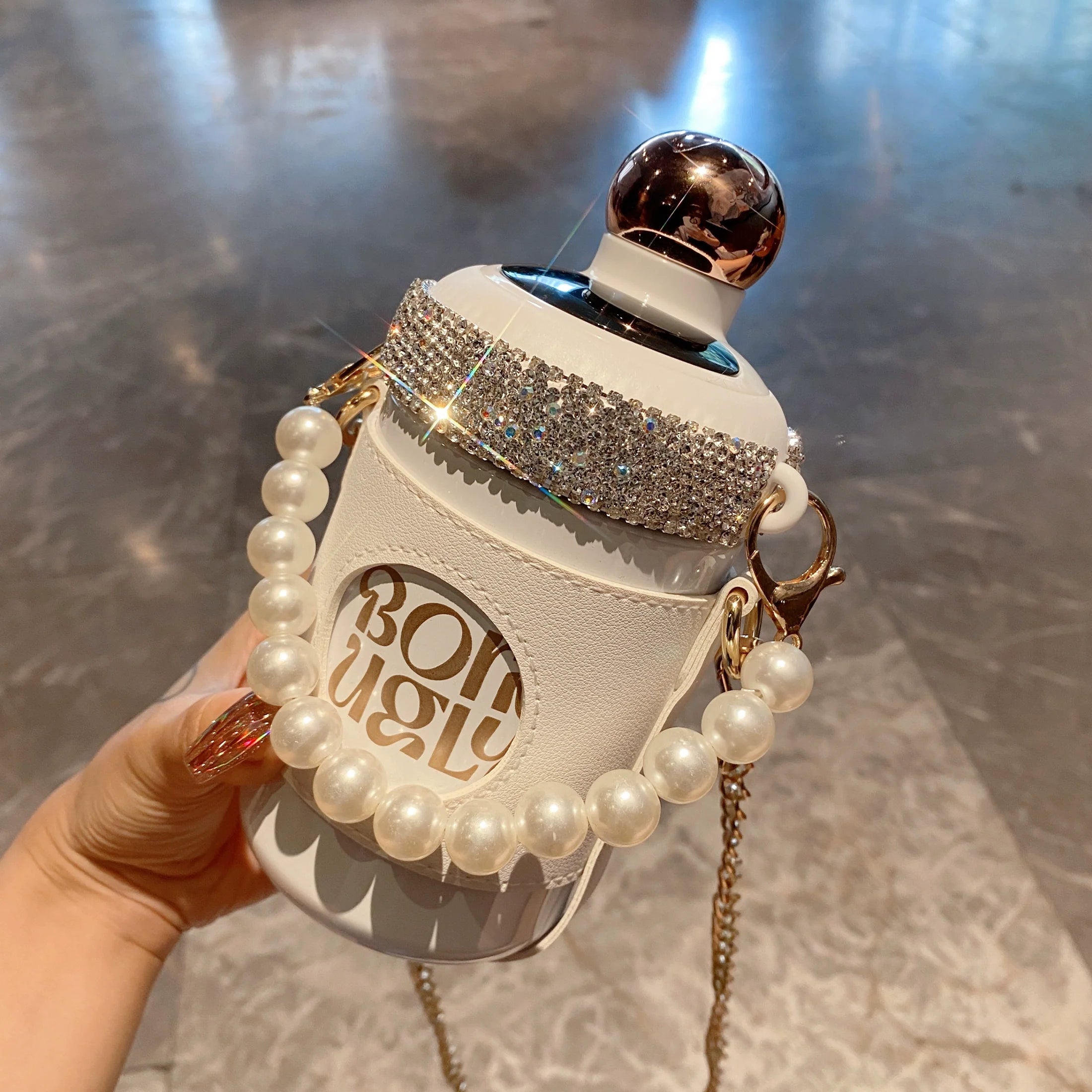 Fashion Diamond Pearl Thermos – High-Value Portable Smart Water Cup