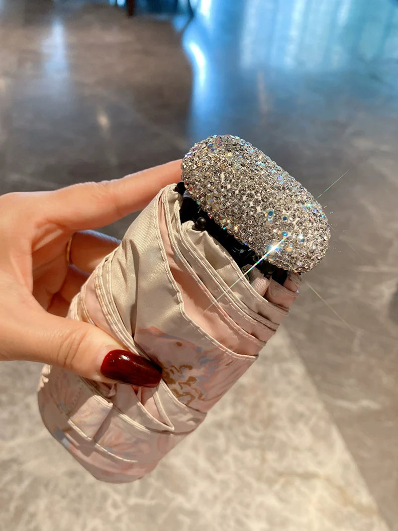 Luxury Diamond-Encrusted Parasol – UV Protection, Dual-Use Sunshade Umbrella