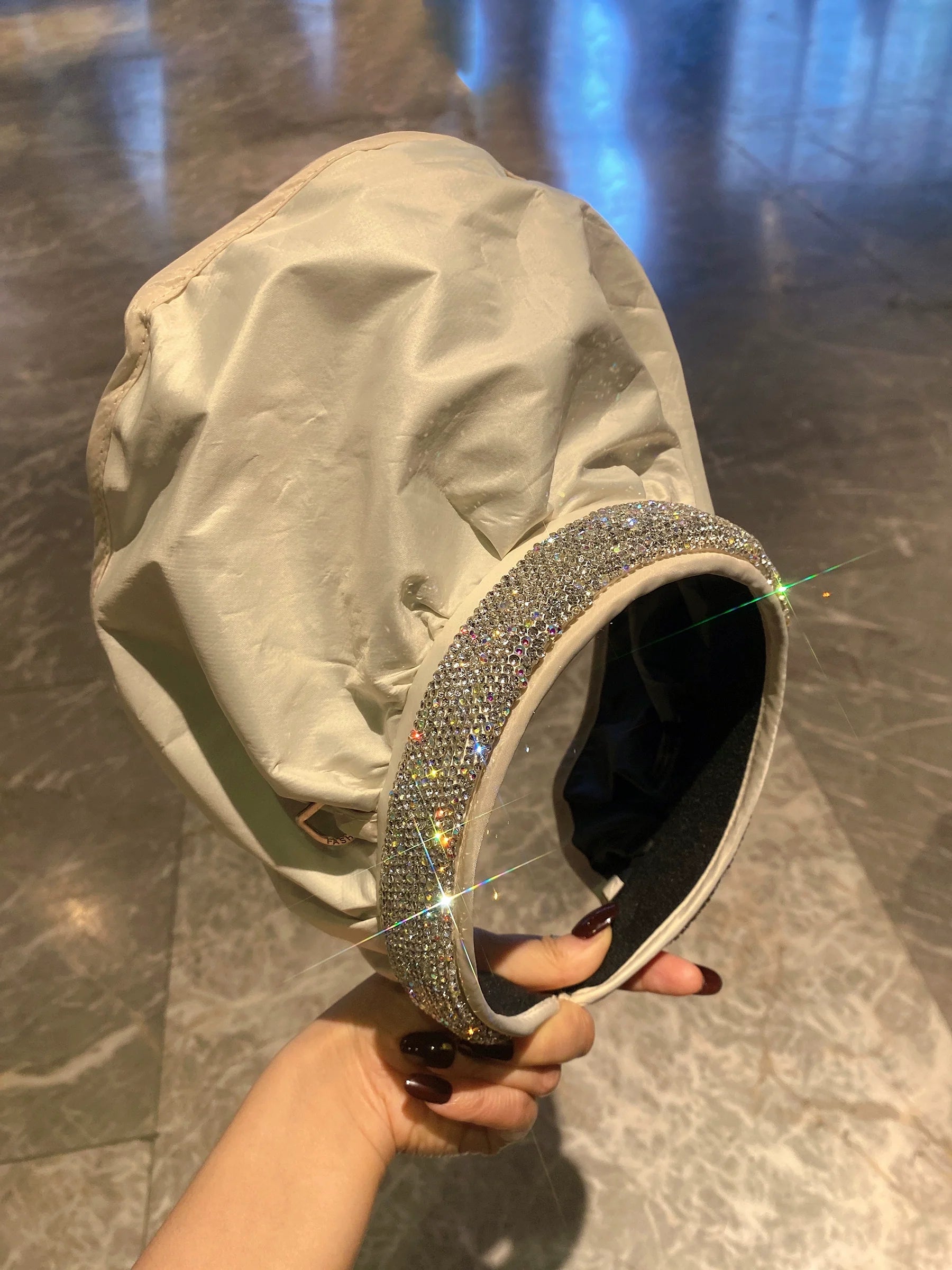 Fashion Summer Sun Hat for Women – Diamond Decor, Large Brim, Anti-UV