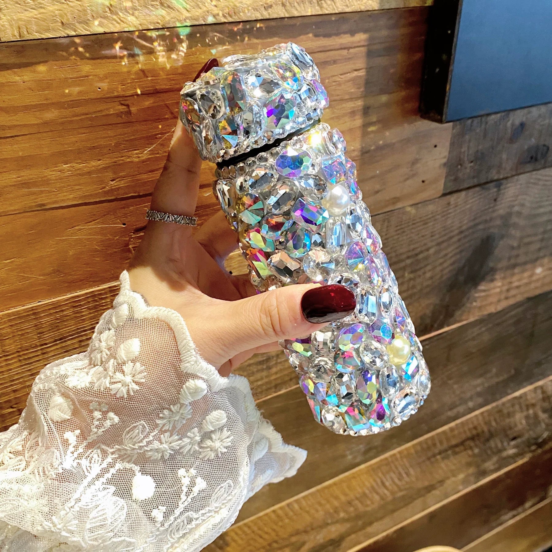 Glamorous Diamond Water Bottle – Mini Portable Stainless Steel Thermos for Women