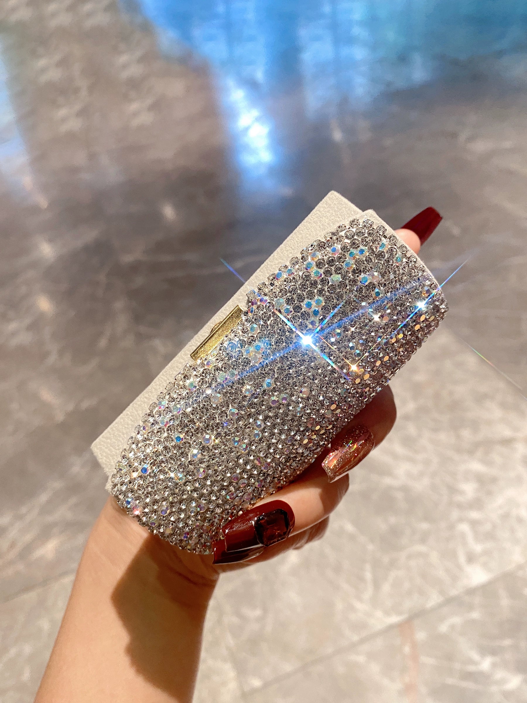 Diamond-Encrusted Mini Jewelry Box – Portable Travel Storage for Rings, Necklaces & Earrings