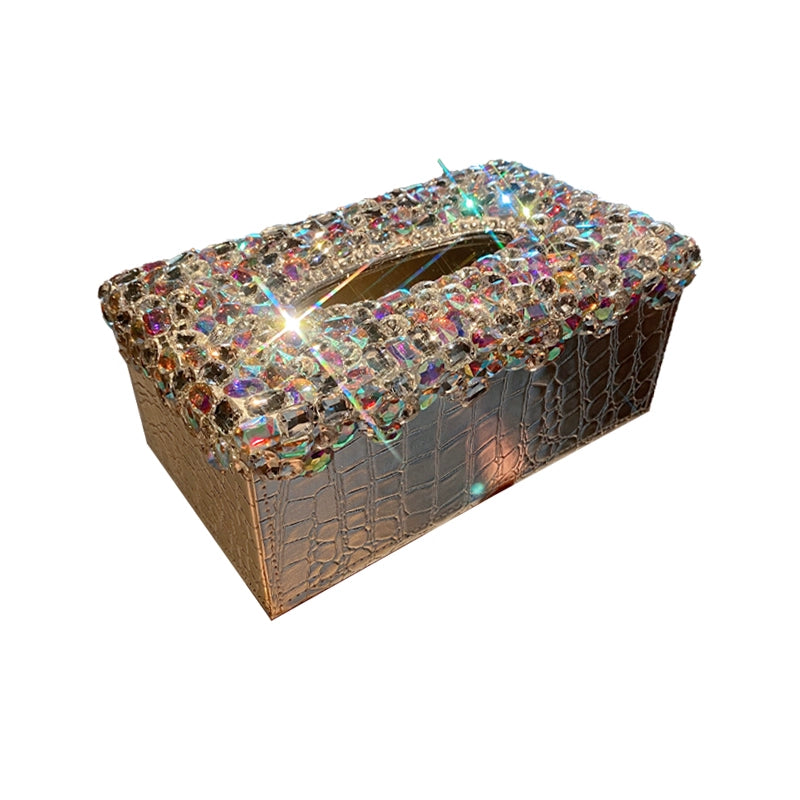Diamond-Encrusted Desktop Tissue Box – High-Value Home & Living Room Coffee Table Decor