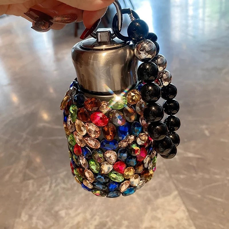 Large-Capacity Diamond-Encrusted 304 Stainless Steel Thermos – Portable Travel Water Tumbler