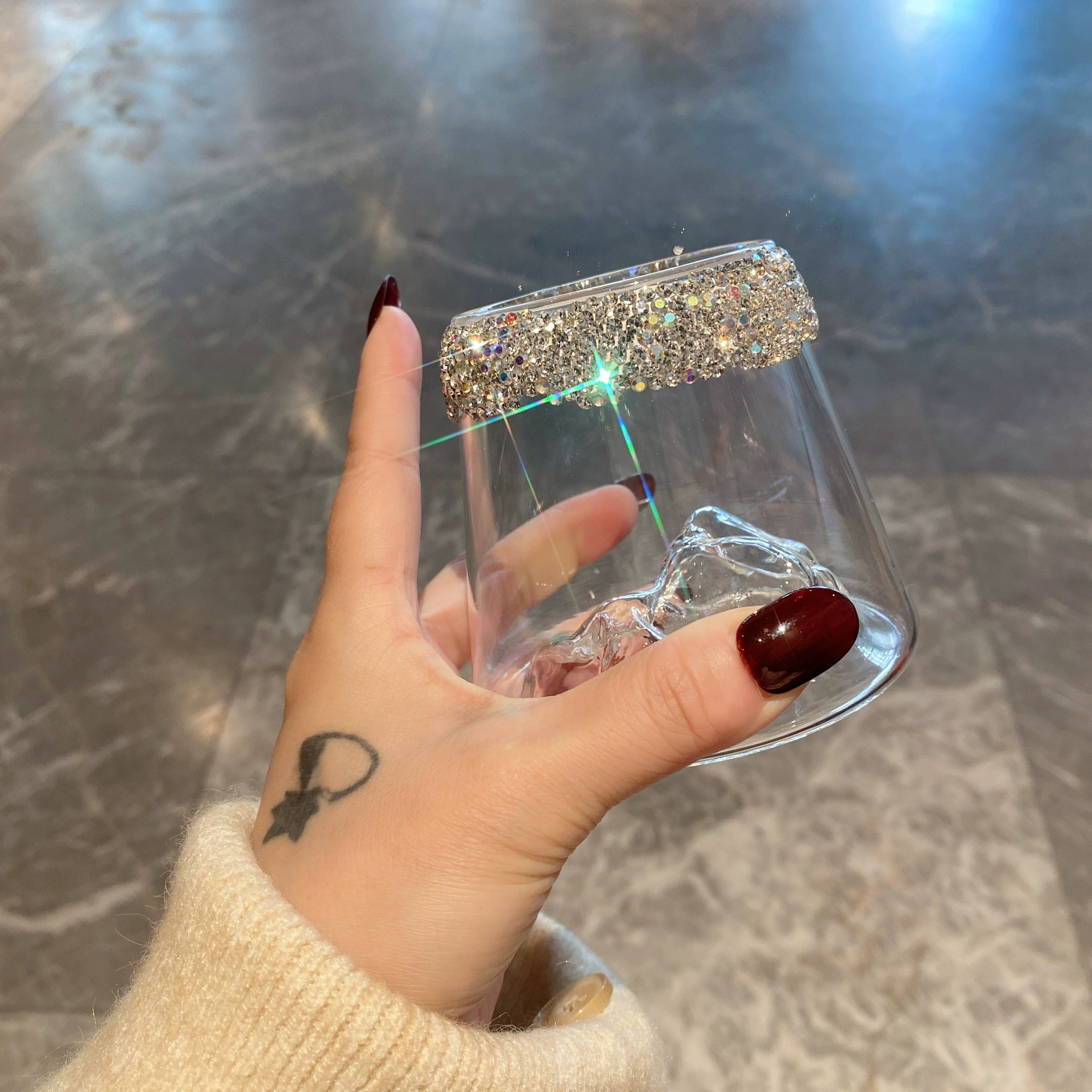 Bling Rhinestone Whiskey Glass – Clear Dessert & Beverage Cup for Home, Coffee & Gifts