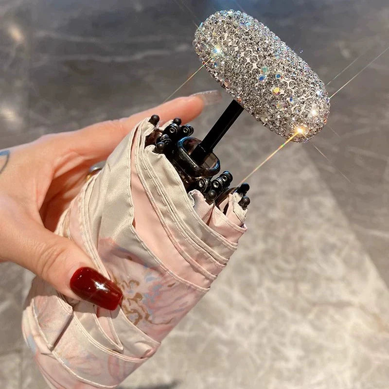 Luxury Diamond-Encrusted Parasol – UV Protection, Dual-Use Sunshade Umbrella
