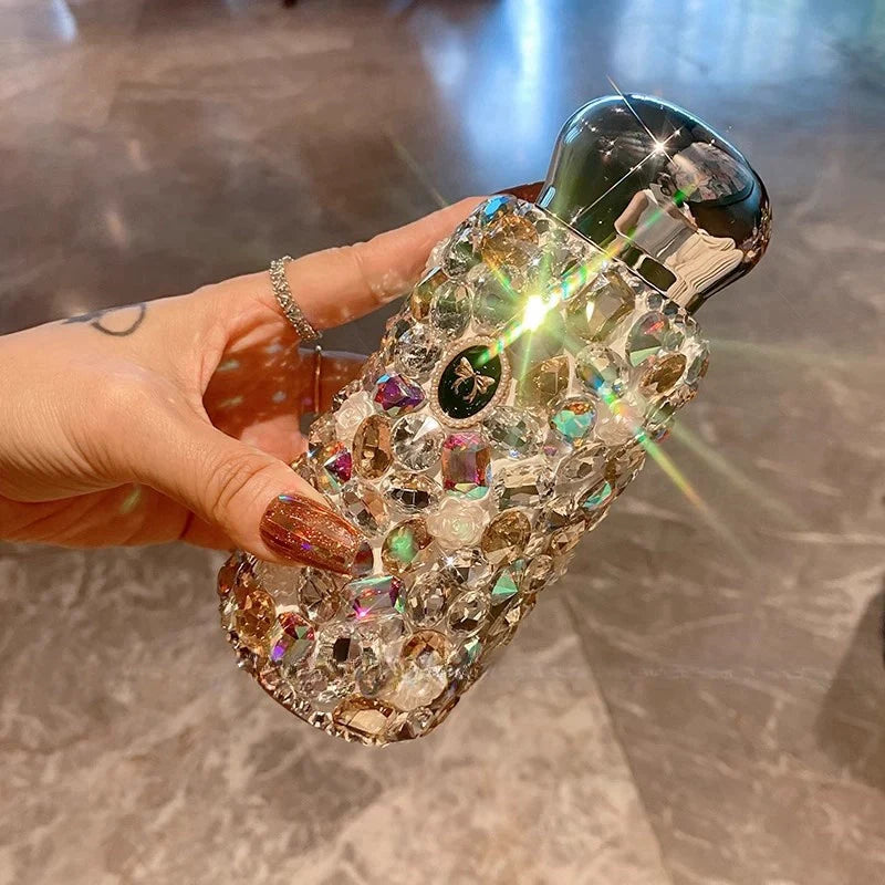 Luxury Diamond-Encrusted Stainless Steel Thermos – Portable Large-Capacity Water Cup