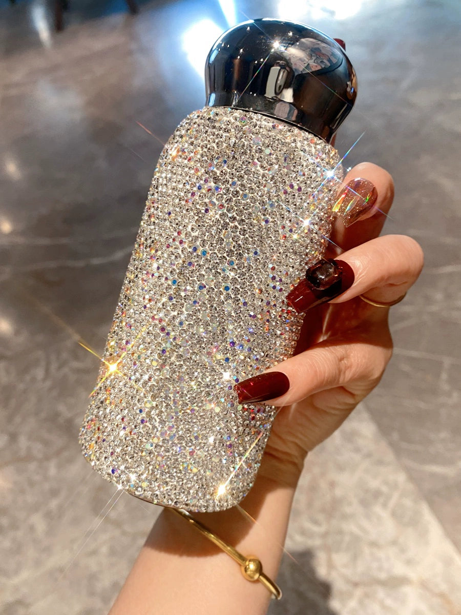 Diamond-Encrusted Love Stainless Steel Thermos Cup – Portable Car Water Bottle for Women