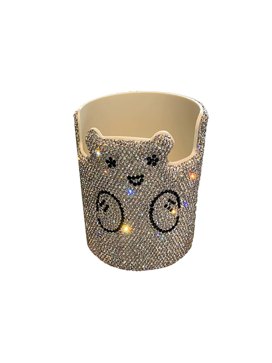 Diamond-Encrusted Cosmetic & Stationery Organizer – Desktop Storage Box