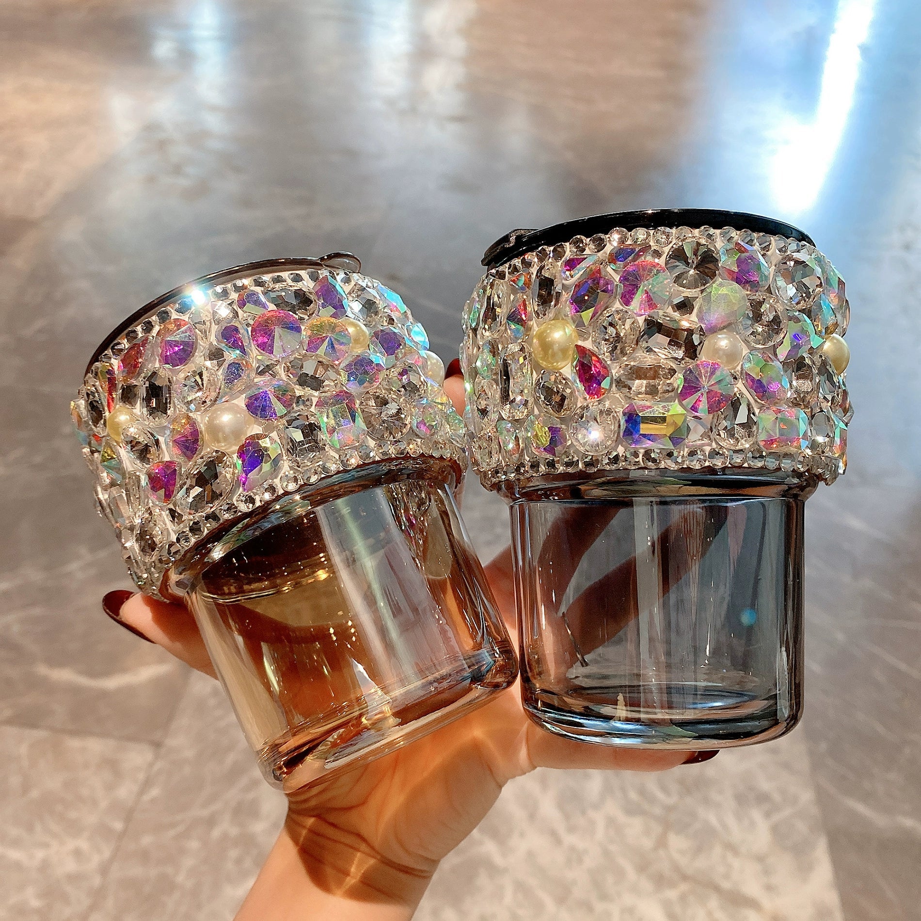 High-End Portable Light Luxury Water CupCelebrity Diamond-Encrusted High-Value Coffee Cup With Lid