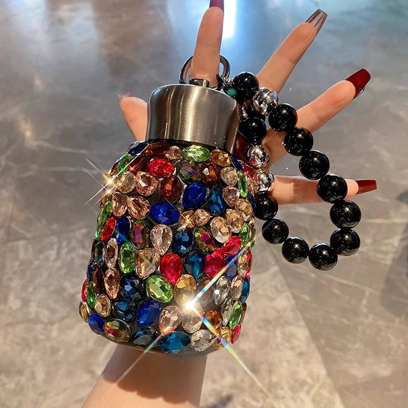 Large-Capacity Diamond-Encrusted 304 Stainless Steel Thermos – Portable Travel Water Tumbler
