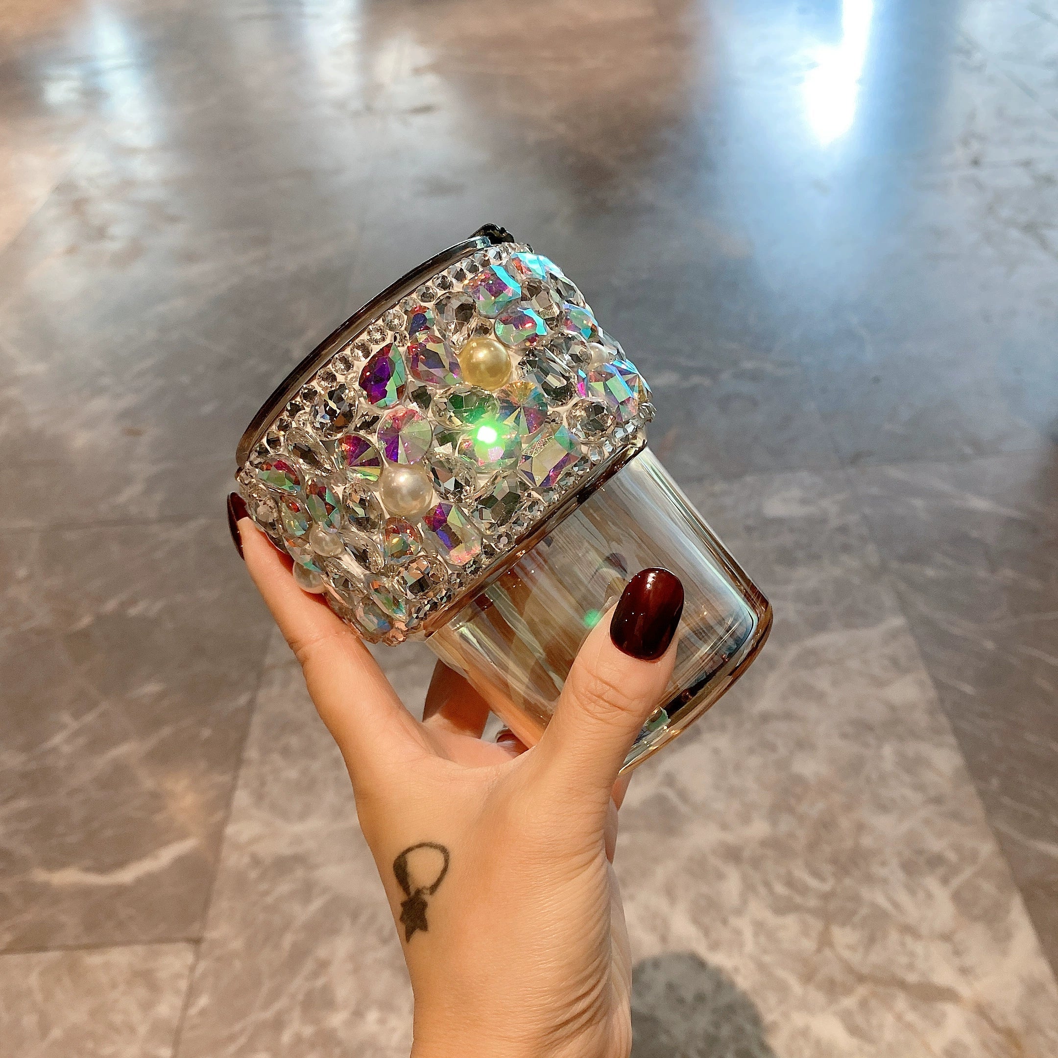 High-End Portable Light Luxury Water CupCelebrity Diamond-Encrusted High-Value Coffee Cup With Lid