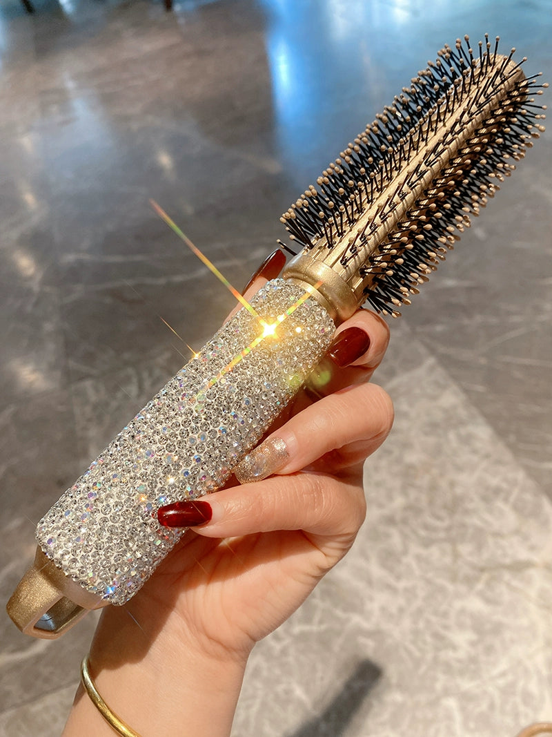 Sparkly Diamond Hair Roller Comb – Aluminum Professional Styling Comb for Curling & Blow-Dry